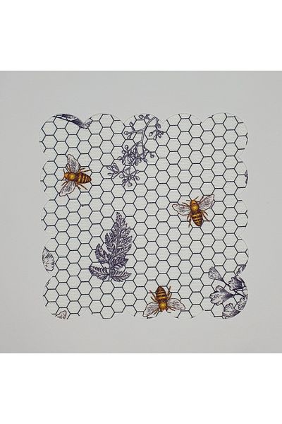 DECO Elegant Bee and Leaf Patterned Digital Printed Cocktail Napkin