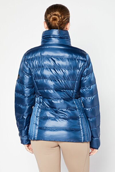 Cavalli Class Women Quilted Puffer Jackets, Dark Teal Blue
