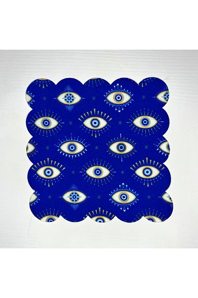 DECO Digital Printed and Laser Cut Washable Cocktail Napkin - Evil Eye Bead Eye Pattern