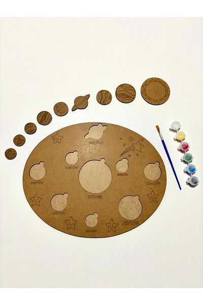 MT Montessori Wooden Painting Solar System Planets Plug Sticker Educational Toy