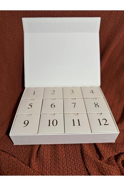 BALEZA 12 li Mıknatıslı Boş Advent Calendar Kutusu - Beyaz / 12’li Hediye Kutusu