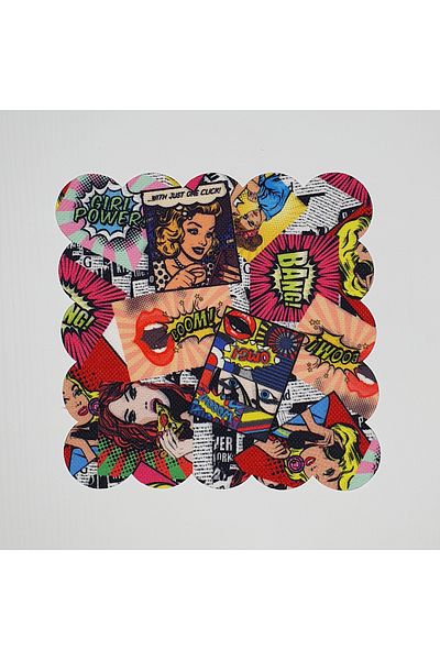 DECO Pop Art Women's Patterned Digital Printed Laser Cut Cocktail Napkin