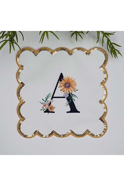 Genel Markalar A Harfi Baskılı Kişiye Özel Pul İşlemeli Monogramlı Nakış Kena...