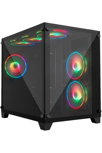 GAMEFORCE LIQUID Mini 6x120mm RGB Fanlı Kum.ve Kont.Oyuncu Bilgisayar Kasası