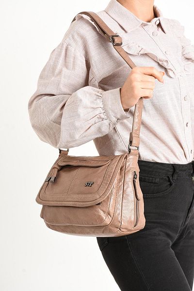 H&D COLLECTİON Poștaș din piele moale - Umăr încrucișat și detaliu geantă, spălare 13/E