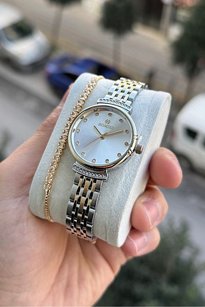 Homies Stone Detailed Women's Wristwatch Gift Box - Bracelet Gift. Hm 436747739