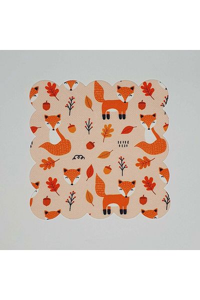 DECO Cute Autumn Fox Patterned Digital Printed Laser Cut Cocktail Napkin