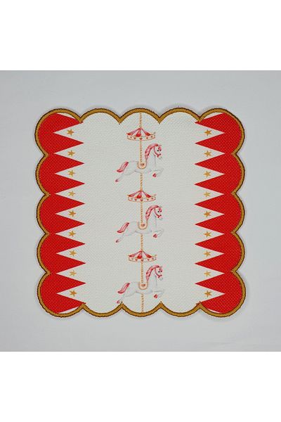 DECO Decorative Amusement Park and Horse Designed Embroidered Cocktail Napkin