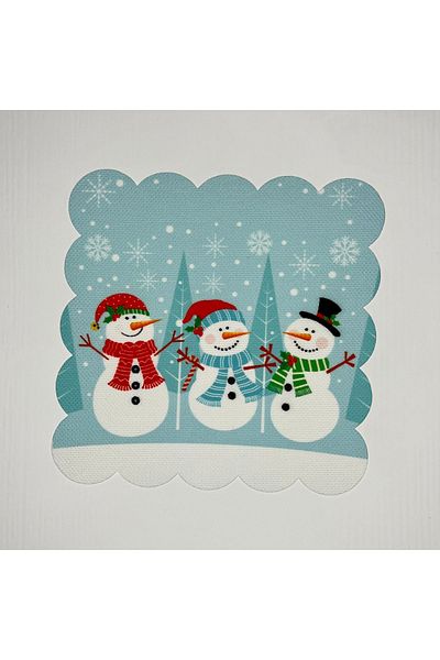 DECO Turquoise Happy Men Patterned Digital Printed Laser Cut Cocktail Napkin