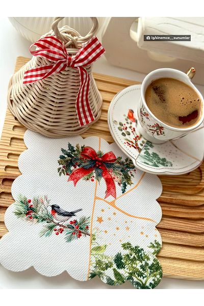 DECO Christmas Decoration Crack Pattern Bird Cocktail Napkin 1 Piece