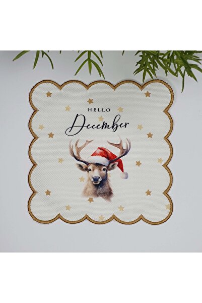 decofav طلاء مائي على شكل غزال وشعار بتصميم حافة مطرزة للعام الجديد، قطعة واحدة