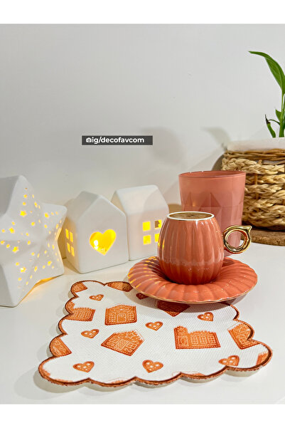 decofav كوكيز مطرزة للعام الجديد - منديل كوكتيل منقوش منزلي قطعة واحدة