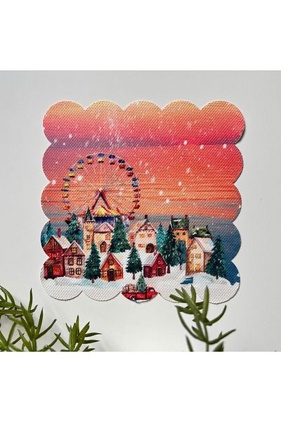 DECO New Year's Pattern - Sunset Ferris Wheel and Cocktail Napkin Fabric