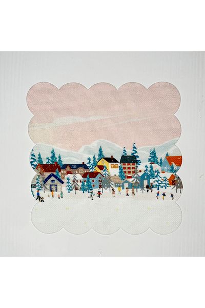 DECO New Year's Themed Pink Laser Cut Digital Printed Cocktail Napkin - Washable