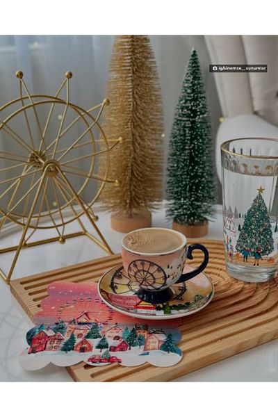 DECO New Year's Pattern - Sunset Ferris Wheel and Cocktail Napkin Fabric