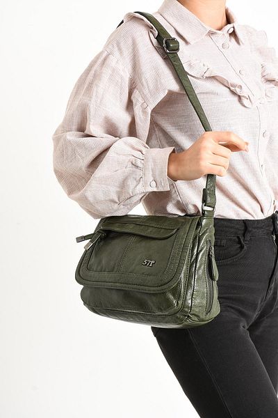 H&D COLLECTİON Μαλακό δέρμα Ταχυδρόμος - Σταυρός ώμος και λεπτομέρεια τσάντας, Wash 13/E