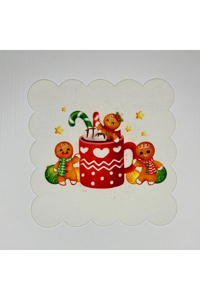 DECO Man and Mug Patterned Digital Printed Washable Cocktail Napkin - Watercolor Cookies