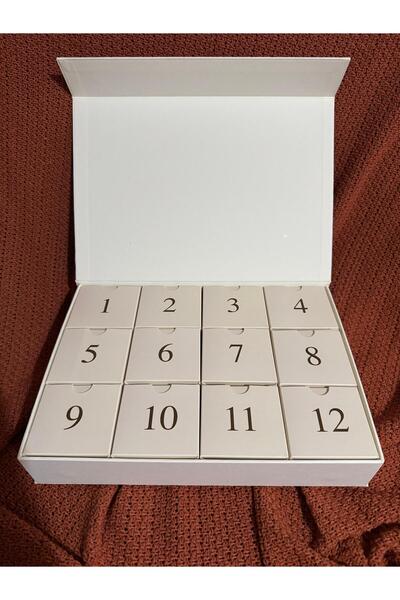 BALEZA 12 li Mıknatıslı Boş Advent Calendar Kutusu - Beyaz / 12’li Hediye Kutusu
