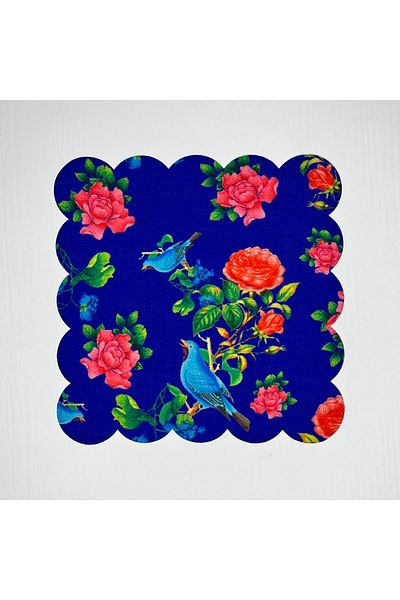 DECO Μπλε και ροζ Floral Sax Backdrop Κοκτέιλ σερβιέτα με λέιζερ