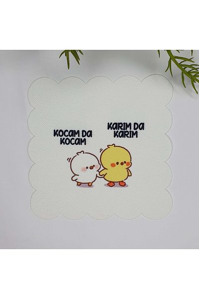DECO Digital Printed Laser Cut Washable Cocktail Napkin with Slogan and Chick Pattern