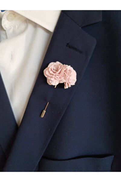 CREATİVESHOP Pudra Şakayık Damat Sağdıç Yaka İğnesi, Damat Yaka Çiçeği, Düğün Aksesuarları, Yaka İğnesi