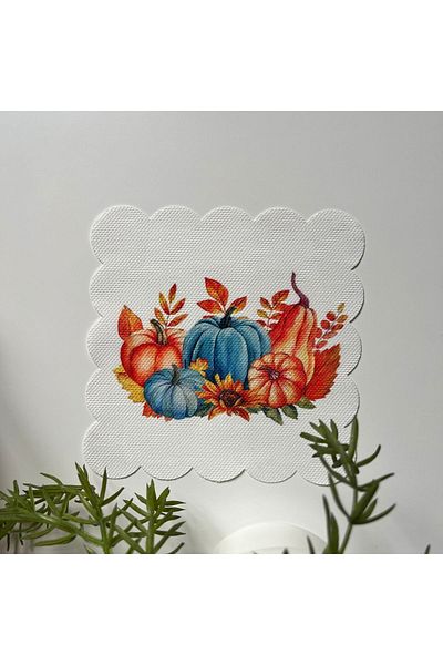 DECO Autumn Themed Patterned Cocktail Napkin - Pumpkin Fabric