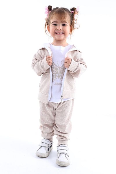 Tosyalı Burak Bebe تي شيرت وافل موسمي بأكمام قصيرة مطبوع عليه فراشة للأطفال