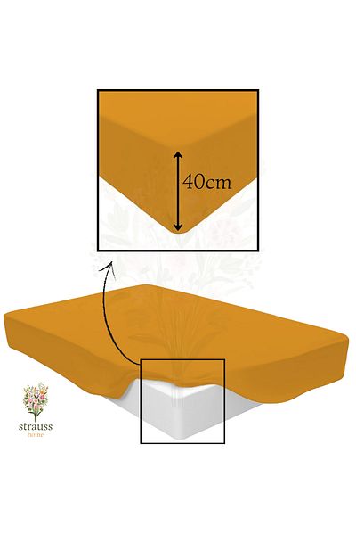Strauss Home Premium 40cm High Bed Elastic Combed Cotton Sheet 100% Cotton 150Gr/M2 Oeko Tex