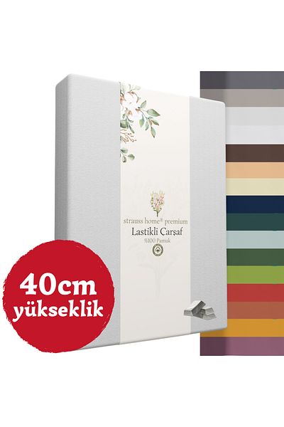 Strauss Home Premium 40cm High Bed Elastic Combed Cotton Sheet 100% Cotton 150Gr/M2 Oeko Tex