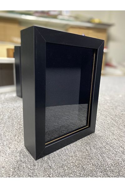 Sevcan sanat atölyesi Black Paspartu Background with 15X20X3 Glass - Memory-Keepsake Frame and Flower-Rose Storage Box