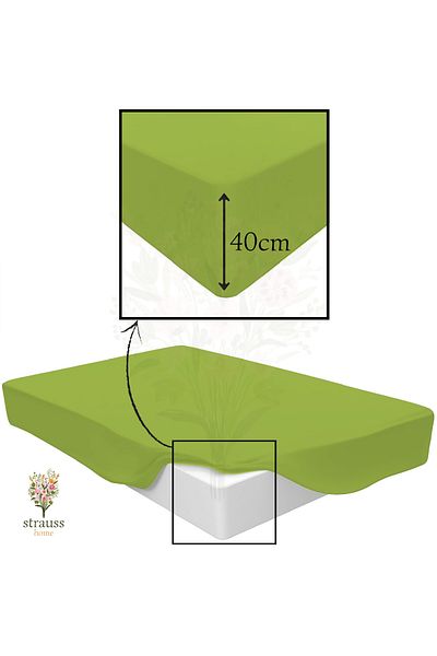 Strauss Home Premium 40cm High Bed Elastic Combed Cotton Sheet 100% Cotton 150Gr/M2 Oeko Tex