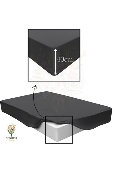Strauss Home Premium 40cm High Bed Elastic Combed Cotton Sheet 100% Cotton 150Gr/M2 Oeko Tex