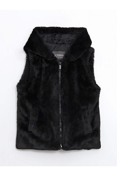 LC Waikiki Hooded Plush Girl's Vest Lcw Kids