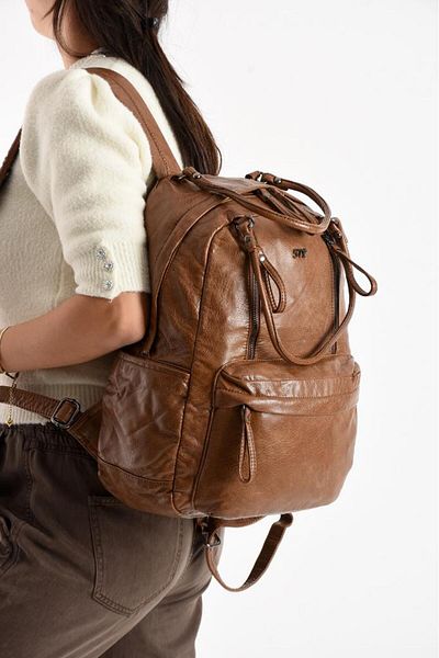 Baginn Y.S.Δερμάτινο γυναικείο σακίδιο πλάτης Μαλακό Vegan Leather 35*25 cm Λειτουργική χρήση ώμου και σακίδιο πλάτης