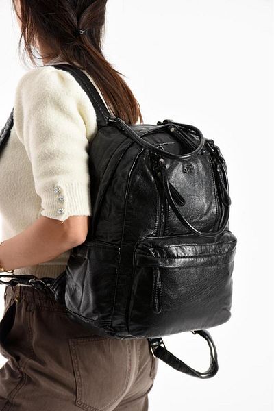 Baginn Y.S.Leather Women's Backpack Soft Vegan Leather 35*25 cm Functional Use Shoulder and Backpack