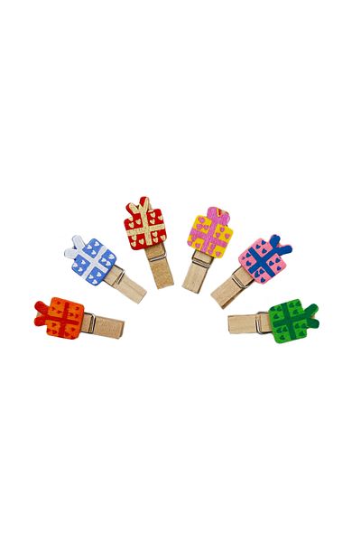 reprodesign 10 Colored Wooden Pegs - Photo Pegs, 3.5cm Drawstring Gift Package