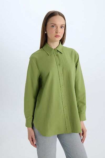 DeFacto Relax Fit Basic Straight Popeline Langarmshirt Tunika D7341ax25sp