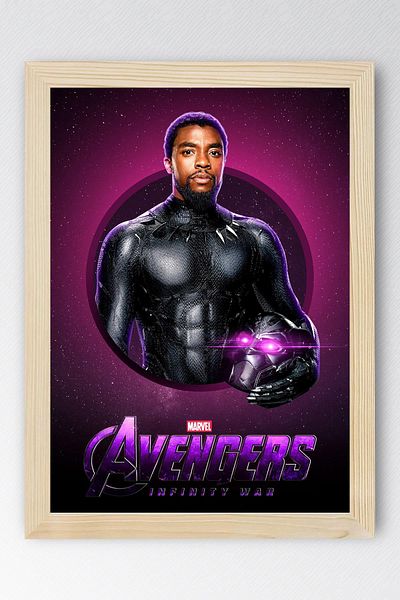 Saturn Black Panther Framed Painting - Marvel Avengers Poster Painting