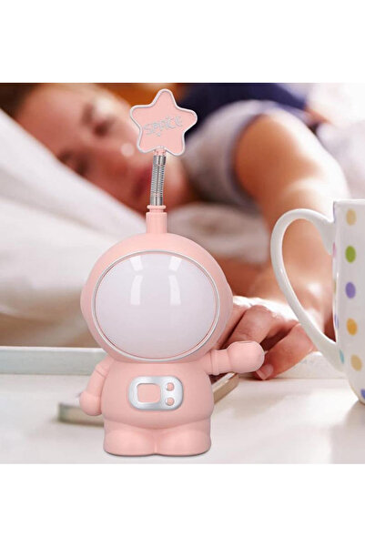 Sensoria Sevimli Astronot Gece Lambası Masa Üstü Lamba Kalemtraş Kalem Tutucu Usb Şarj 2 Kademeli