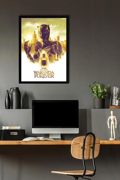 Saturn Black Panther Wakanda Framed Painting - Marvel Movie Poster Painting