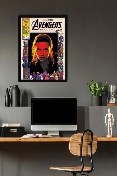 Saturn Pictură înrămată Black Widow - Poster de copertă de benzi desenate Marvel