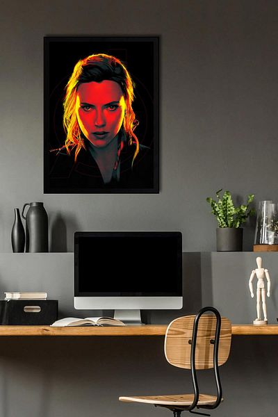 Saturn Black Widow Framed Painting - Marvel Poster Painting