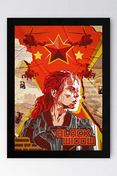 Saturn Black Widow Framed Painting - Marvel Poster Painting