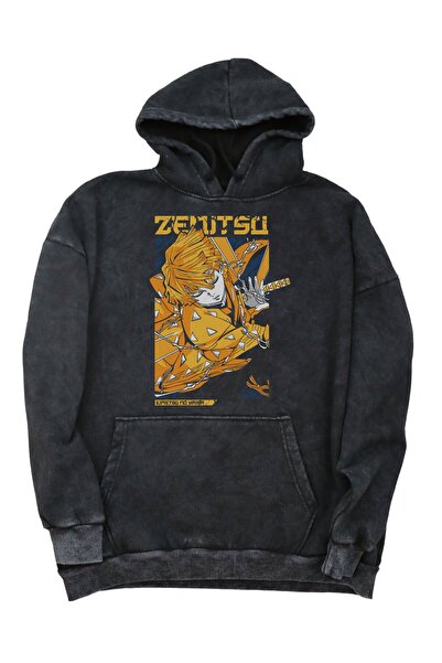Fuddy Moda Φούτερ με κουκούλα με στάμπα Zenitsu Agatsuma, Unisex Demon Slayer...