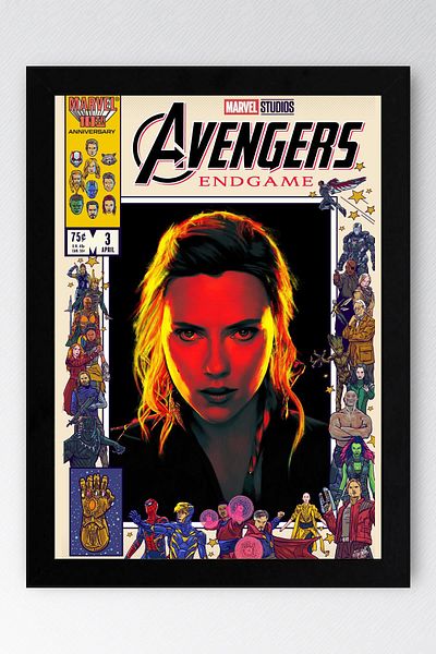 Saturn Pictură înrămată Black Widow - Poster de copertă de benzi desenate Marvel