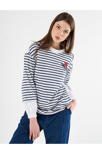 KYR Navy Blue Knitted Tunic - Bead Embroidered
