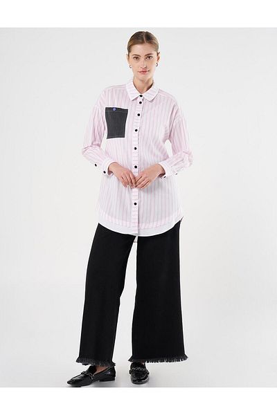 KYR Candy Pink Denim Tunic - Striped Pattern