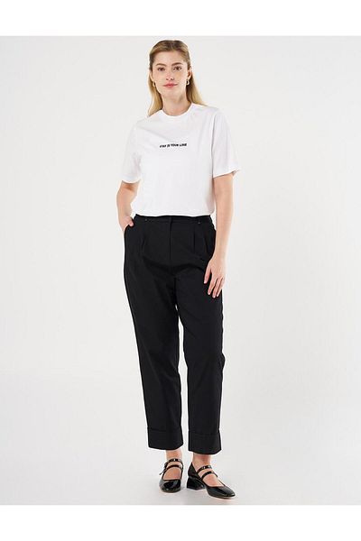 Kayra Double Leg Carrot Cut Trousers Black