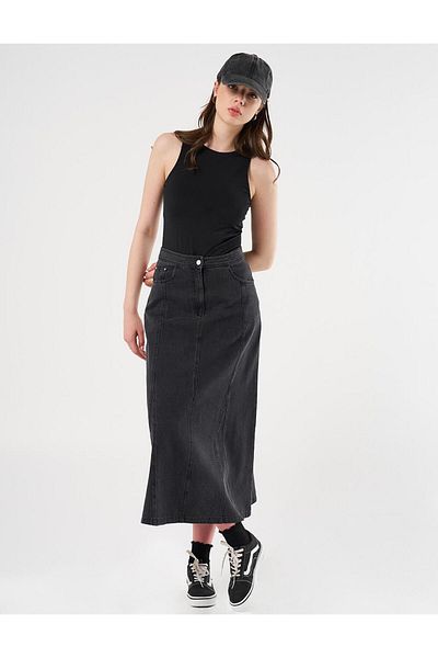 Kayra Fusta din denim gri - Design fragmentat