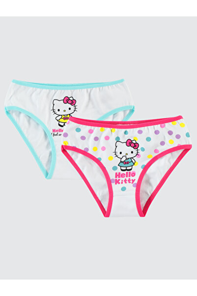Hello Kitty Kız Çocuk 2'li Külot Set 2-10 Yaş Beyaz